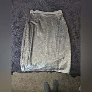 Silver Sequin Pencil Skirt - Women's